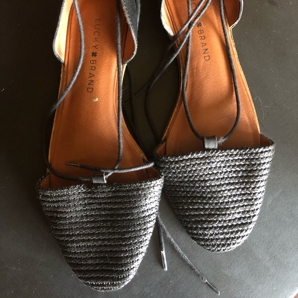 Black Lucky Brand Sandals with Ankle Wrap